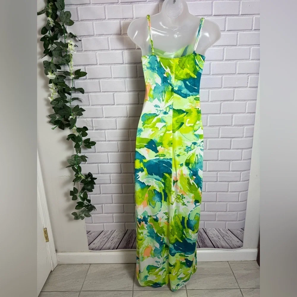 Haute Monde Green and Blue Maxi Dress/size S